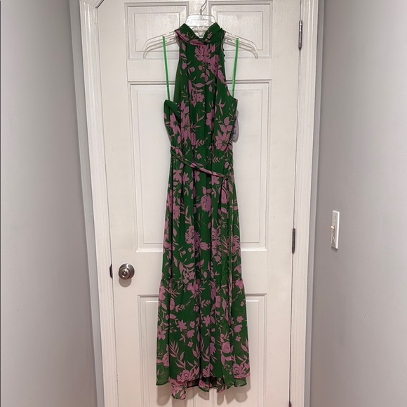 Scoop for Walmart Floral Green Midi Halter Dress - Picture 5 of 5